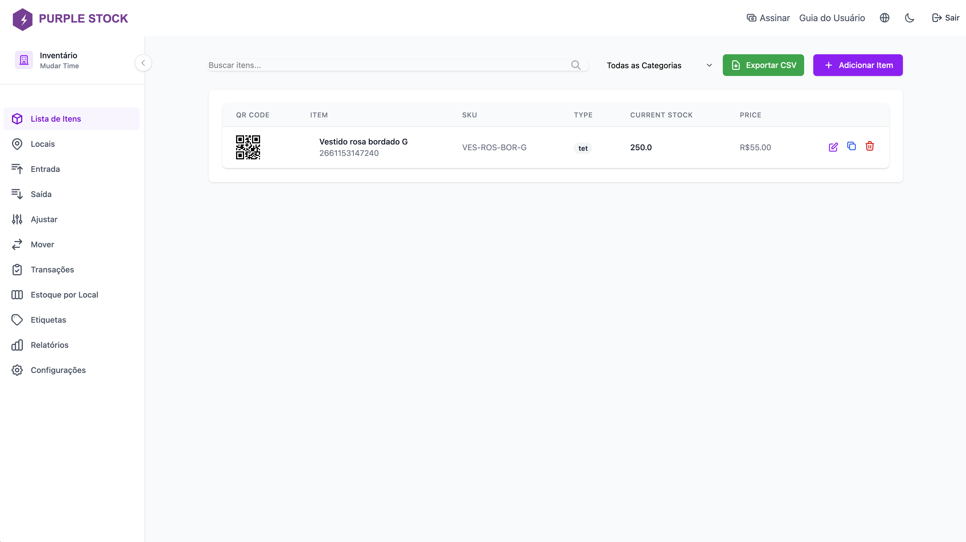 Purple Stock Platform Interface